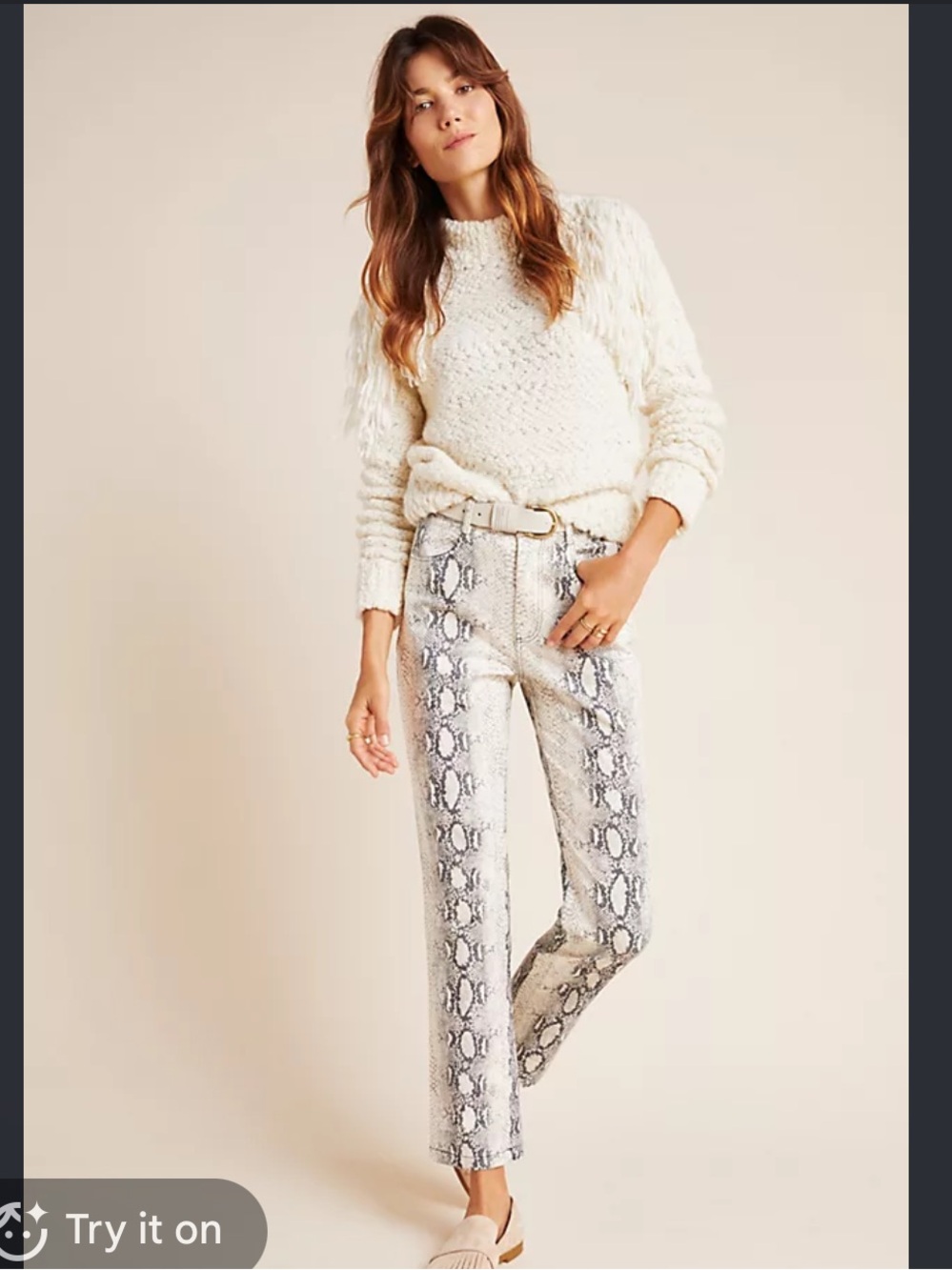 Mittoshop Snake-Printed Pants Snake Print Skinny Pants in Gray & Black